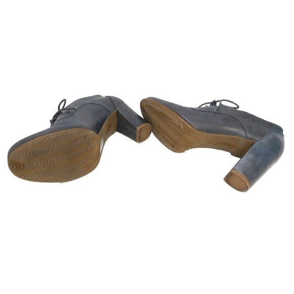 ECCO gray leather lace up high heel shoes women's size 40, US 9.5 - Picture 7 of 9